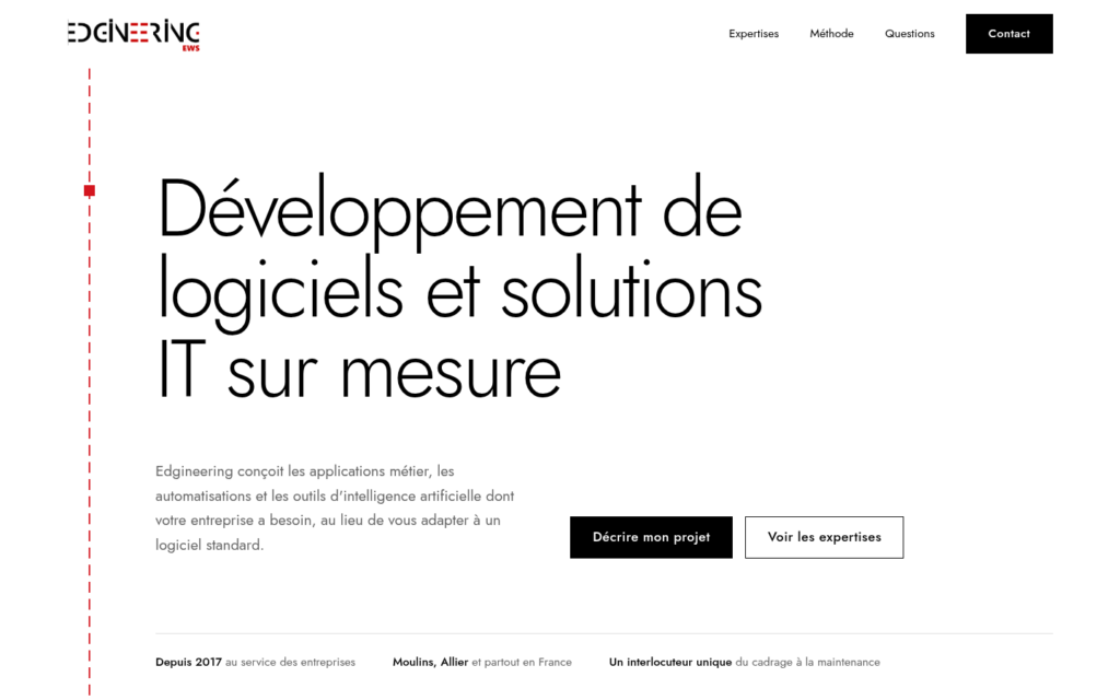 Page d'accueil du site edgineering.fr sur ordinateur