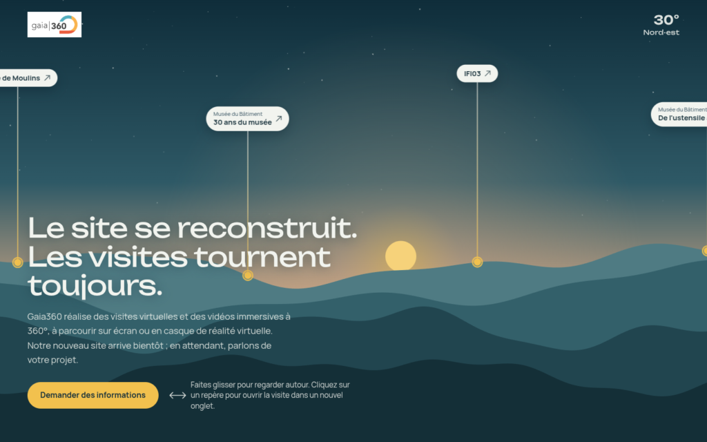 Page d'accueil du site gaia360.fr sur ordinateur