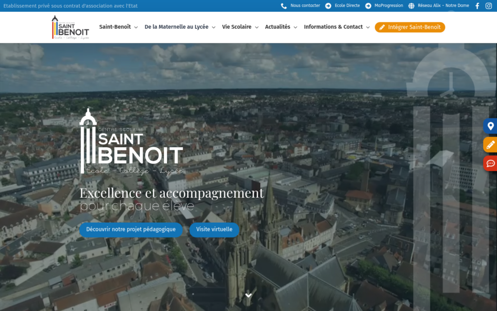 Page d'accueil du site saintbenoit-moulins.fr sur ordinateur