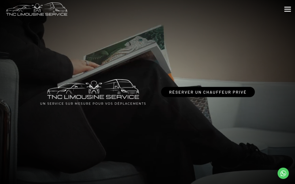 Page d'accueil du site tnclimousineservice.com sur ordinateur